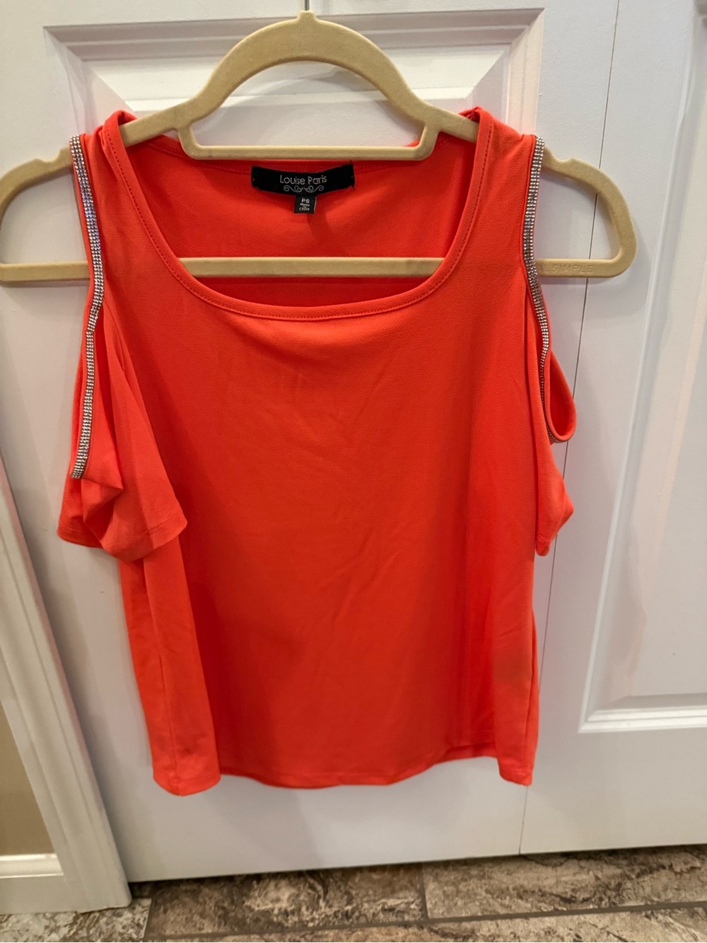 Louise Paris Women's Orange Cold-Shoulder Tank with Rhinestone Trim